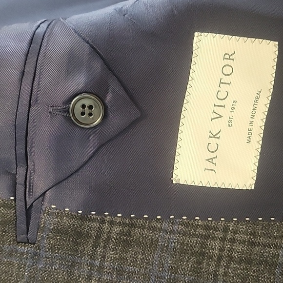 Jack Victor Conway SPJ Gray & blue plaid Super 110's - Picture 3 of 7